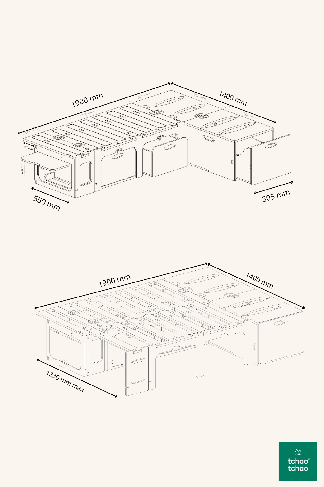 Camper Ausbau "in L-Form"