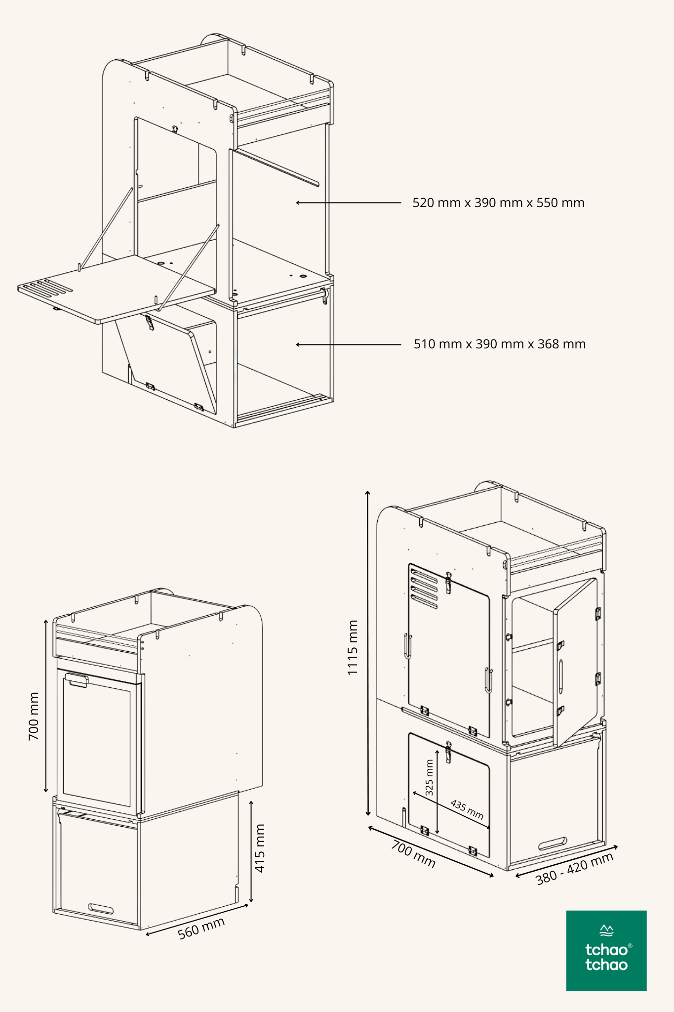 Camper ausbau set – klassische Aufbewahrung L2